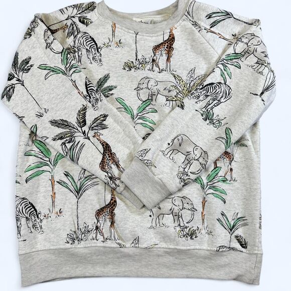 L.A. Soul Safari Animal Print Sweatshirt Giraffes, Zebras, Elephants Size Medium - Picture 1 of 5